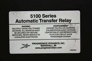 USED PROGRESSIVE DYNAMICS 5100 SERIES AUTOMATIC TRANSFER RELAY PD5120 FOR SALE