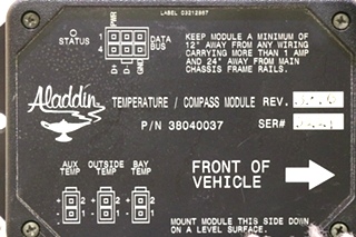 USED RV ALADDIN 38040037 TEMPERATURE / COMPASS MODULE MOTORHOME PARTS FOR SALE