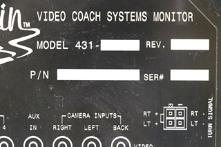 USED RV 38040109 ALADDIN VIDEO COACH SYSTEMS MONITOR MOTORHOME PARTS FOR SALE