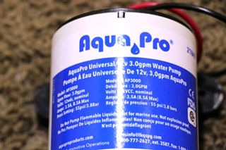 AQUA PRO MODEL: AP3000 UNIVERSAL 12V 3.0 GPM WATER PUMP RV PARTS FOR SALE