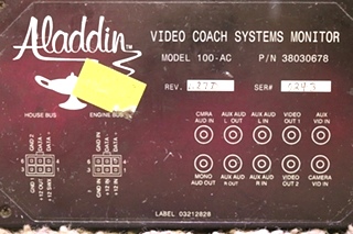 USED RV ALADDIN VIDEO COACH SYSTEMS MONITOR 38030678 MOTORHOME PARTS FOR SALE